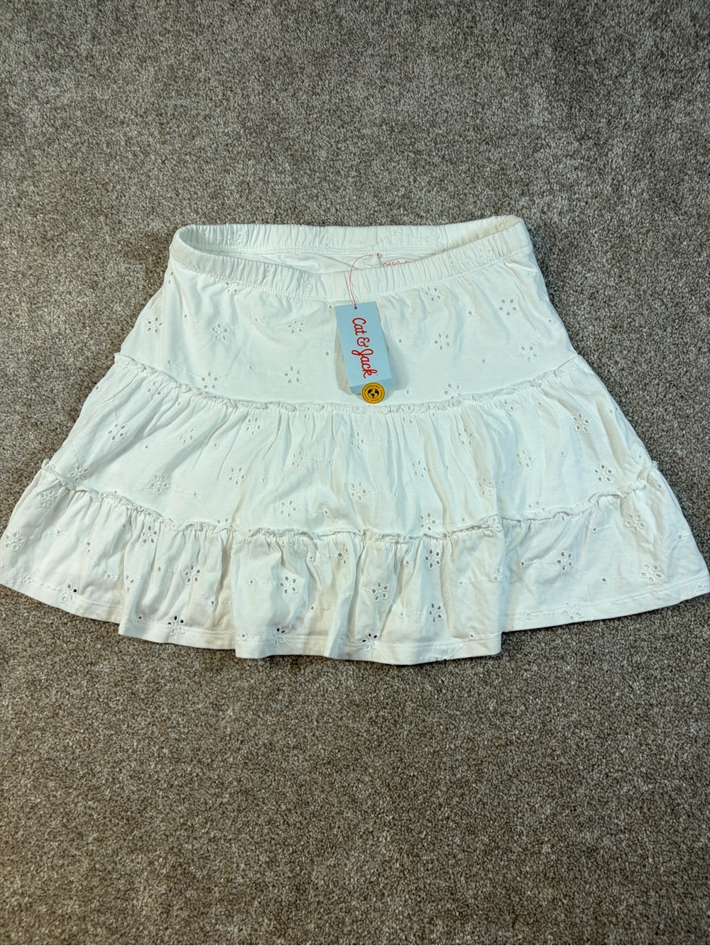 Cat & Jack White Eyelet Ruffle Mini Skirt
